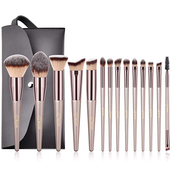 Makeup Brushes BESTOPE 14 Pcs Premium Synthetic Make up Brushes Champagne Gold Brushes for Foundation Kabuki Blush Concealer Eyeshadow