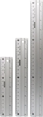 Anti-Slip Aluminum Rulers Set of 3 (6, 8 and 12 inch)