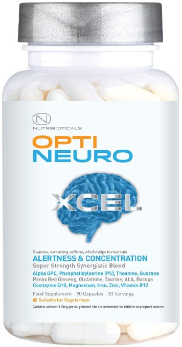 NEW Optineuro Xcel for Increased Focus Concentration  Memory  1 Top Rated Nootropics  STRONGEST Formula on the Market 1473mg ACTIVE  Recommended for Advanced Supplement Users  90 Capsules