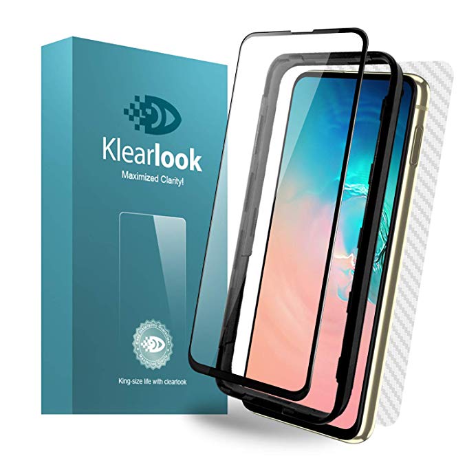 Galaxy S10e Screen Protector Tempered Glass Klearlook Full Coverage Case Friendly HD Glass Protector for Galaxy S10e [1 Front Glass 1 Back Skin Film] [with Easy Install Tool]