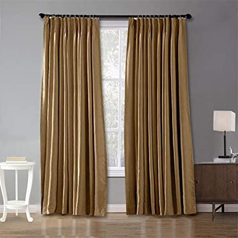 IYUEGO Pinch Pleat Solid Thermal Insulated 95% Wheatout Patio Door Curtain Panel Drape for Traverse Rod and Track, Wheat 84" W x 72" L (One Panel)