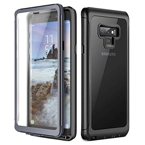 Prologfer Samsung Note 9 Case 360 Degree Protection Built-in Screen Protector Cover Shockproof Dust-Proof Shell Slim Fit Rugged Clear Bumper Defender Armor Case for Samsung Galaxy Note 9