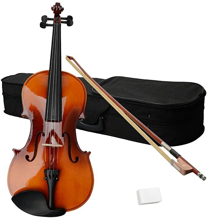 15-Inch Acoustic Viola,Handmade Varnish Solid Wood Viola Kit with Case, Bow, Rosin for Adults Student Beginners Amateurs,Brown