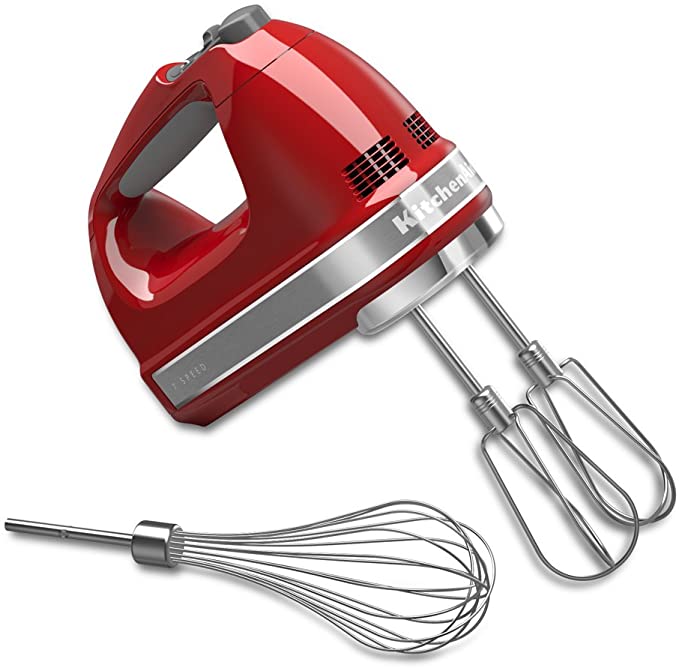 KitchenAid KHM7210ER 7-Speed Digital Hand Mixer with Turbo Beater II Accessories and Pro Whisk - Empire Red