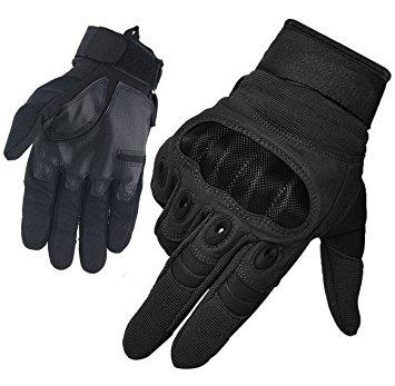 FreeMaster Men's Full Finger Work Gloves Touch Screen Protective Bike Cycling Climbing Motorcycle Gloves Camping Hiking Cross Country Ski Gloves (Black, M)
