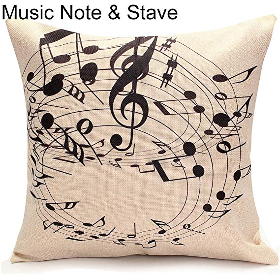 super1798 Music Note Linen Pillow Case Cushion Cover Home Decor - Music Note Stave