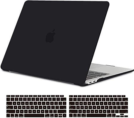 TECOOL MacBook Air 13 Inch Case 2020 2019 2018 Release Model A2179 A1932, Matte Plastic Hardshell Case & Keyboard Covers for New MacBook Air 13 Retina Touch ID, Matte Black