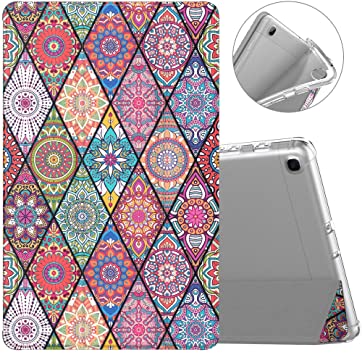 MoKo Case Fit Samsung Galaxy Tab A 10.1 2019, Slim Smart Shell Stand Folio Case with Soft TPU Translucent Frosted Back Cover for Galaxy Tab A 10.1" SM-T510/SM-T515 2019 Tablet - Rhombic Mandala