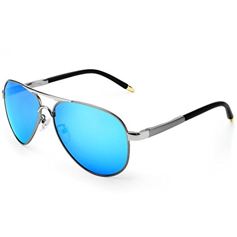 IALUKU Aviator Polarized Sunglasses Metal Frame Pilot Glasses Men Women
