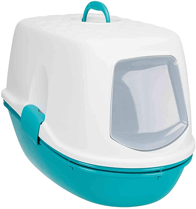 Trixie Bandeja Higiénica Arenero Gatos - Bandeja Sanitaria Autolimpiable Gatera Arenero Caja De Arena Bertotop Arenero Cubierto 39 x 42 x 59 cm Azul