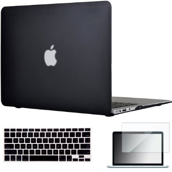 Easygoby 3in1 Matte Frosted Silky-Smooth Soft-Touch Hard Shell Case Cover for 13-inch MacBook Air 13.3" (Model:A1369 / A1466)   Keyboard Cover   Screen Protector - Black