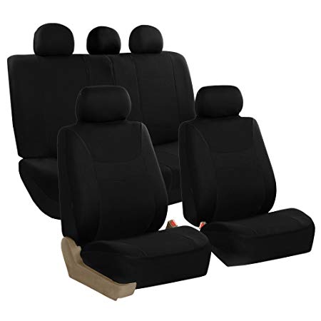 FH Group FB030115-SEAT Light & Breezy Black Cloth Seat Cover Set Airbag & Split Ready- Fit Most Car, Truck, SUV, or Van