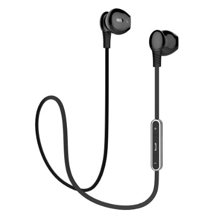 Langsdom® L5 Bluetooth Apple Style Earphones, wireless headphones Noise Cancelleing Microphone for Sports & Gym Running Magnetic Attraction iPhone,Samsung & Android devices 10meter Range Earbuds (Black)