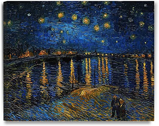 DECORARTS - Starry Night Over The Rhone by Vincent Van Gogh Art Classic Art. Giclee Prints Canvas Wall Art for Wall Decor. 30x24x1.5