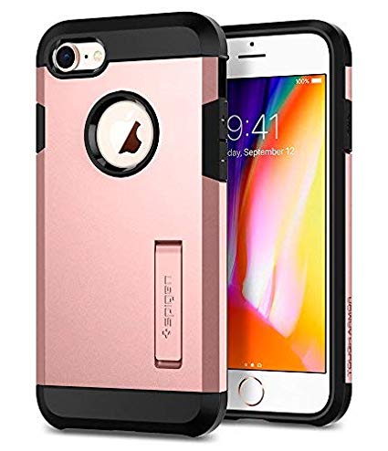 iPhone 8 Case with Kickstand, Spigen Tough Armor [2nd Generation] Extreme Heavy Duty Protection and Air Cushion Technology for Apple iPhone 7 (2016) / iPhone 8 (2017) - Rose Gold