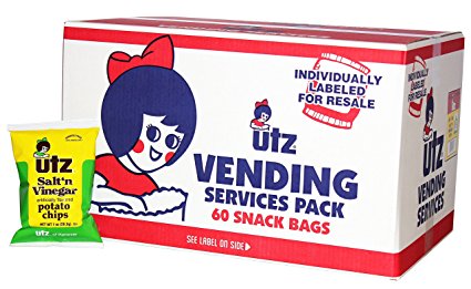 Utz Potato Chips, Salt & Vinegar, 1 oz Bag (Pack of 60)