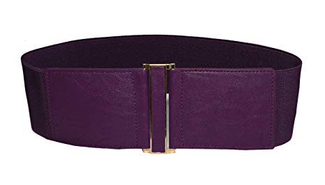 Modeway 3" Wide Stretch Elastic Cinch High Waist Belts For women With Gold Buckle