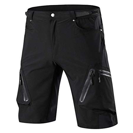 ALLY Men's Water Repellent MTB Baggy Cycling Shorts, Loose-fit Bicycle Biking 1/2 pants,Outdoor Sports Leisure Bottoms