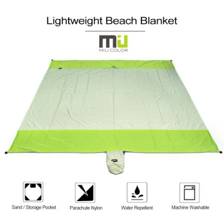 MIUCOLOR® Compact Lightweight Beach Blanket - 7' x 7' Waterproof and Sand Proof Strong Ripstop Parachute Nylon Foldable Blanket, Perfect for Outdoor Picnic Beach Camping Sporting Events