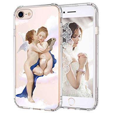 MOSNOVO iPhone 8 Case, iPhone 7 Case, Angel Love Clear Design Printed Transparent Hard Back Case with TPU Bumper Protective Case Cover for iPhone 7 / iPhone 8