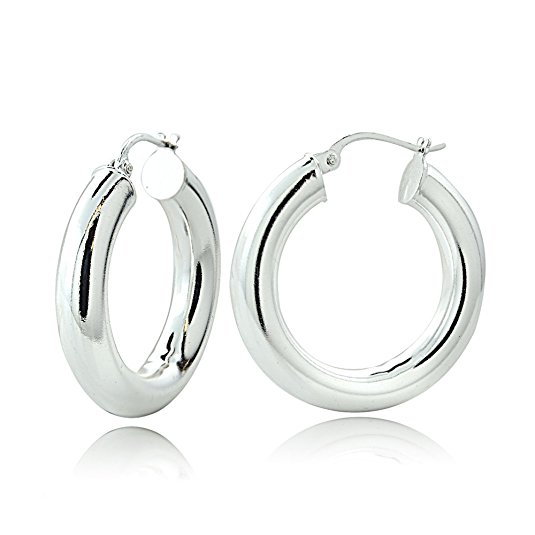 Hoops & Loops Sterling Silver 5mm High Polished Small Round Hoop Earrings