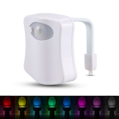 Sensor Motion Activated LED Toilet Night Light - 8 Color Changing - Fits Any Toilet