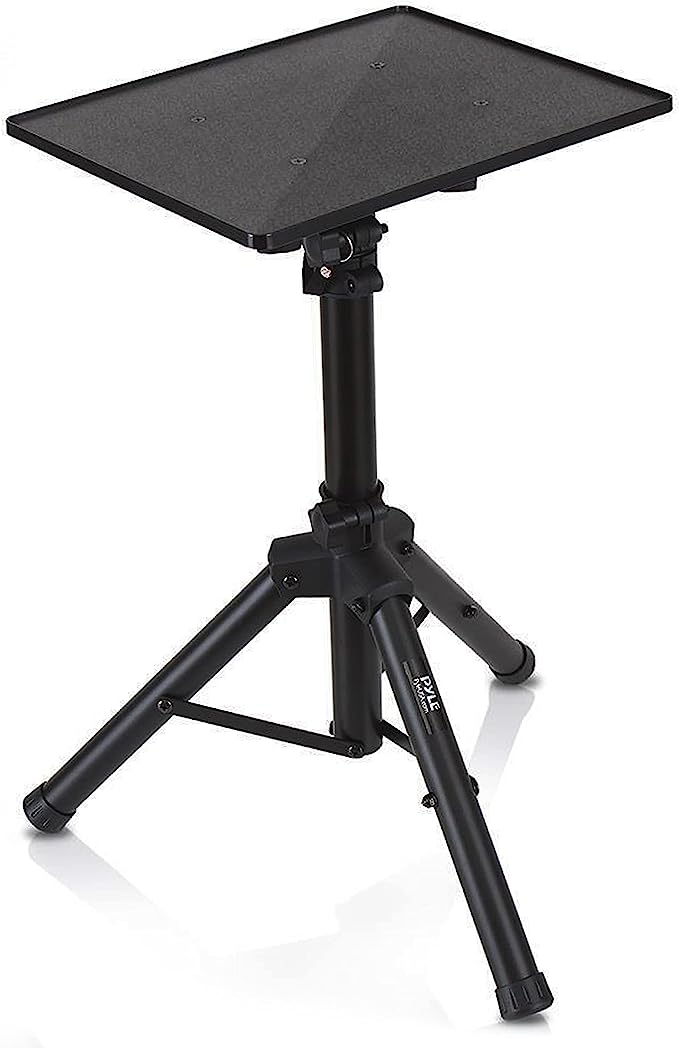 Height & Angle Adjustable Universal Projector Stand | Heavy Duty Tripod Stand for Laptops, Computers, DJ Equipment & Projectors | Perfect for Stage, Studio, & Office Events | Extends 28'' to 46''