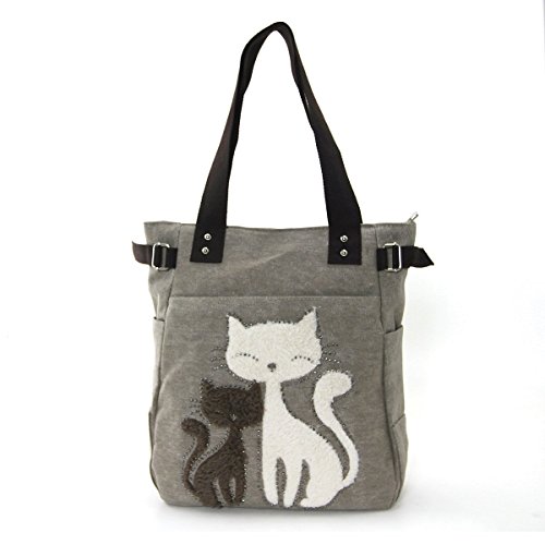 Lovely Cats With Faux Fur And Studs Canvas Tote Bag