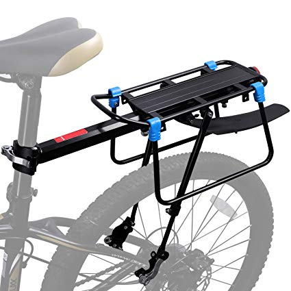ICOCOPRO Bicycle Touring Carrier with Fender Broad,Frame-Mounted for Heavier Top & Side Loads Bike Cargo Rack Quick Release Height Adjustable Cycling Equipment - Black