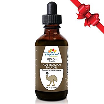Australian Refined Premium Emu Oil 4 oz - 100% Pure Organic Premium Essential Oil by Tropical Holistic - Multipurpose Beauty Essential for Hair, Face, Skin, Stretch Marks & Nails