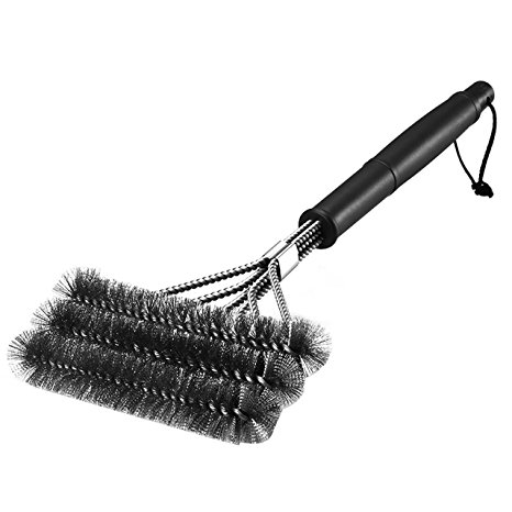 Homasy 18 Inch Best BBQ Grill Brush 3 in 1, Stainless Steel Bristles, Durable and Effective Barbecue Grill Brush Cleaner Tools with Handy Bag