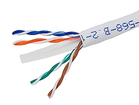 Monoprice 1000-Feet 23 AWG Cat6 500MHz UTP CMR Solid Bulk Bare Copper Ethernet Cable - White (108108)