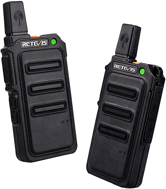 Retevis RT619 Walkie Talkie,2 Way Radio, PMR446 VOX 1300mAh Battery 16 Channels,Portable Handheld Walkie Talkies for Kids, Families, Retail (2Pcs,Black)