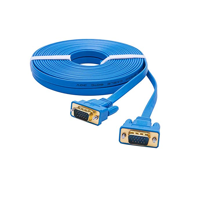 DTECH Ultra Slim Flat Computer Monitor VGA Cable 25 Feet in Blue 8m