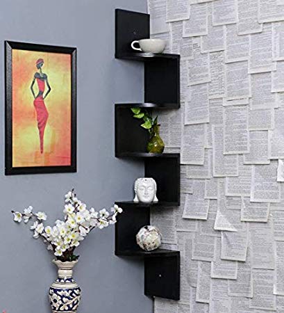 Furniture Cafe Zigzag Corner Wall Mount Shelf Unit/Racks and Shelves/Wall Shelf/Book Shelf/Wall Decoration (Wenge) …