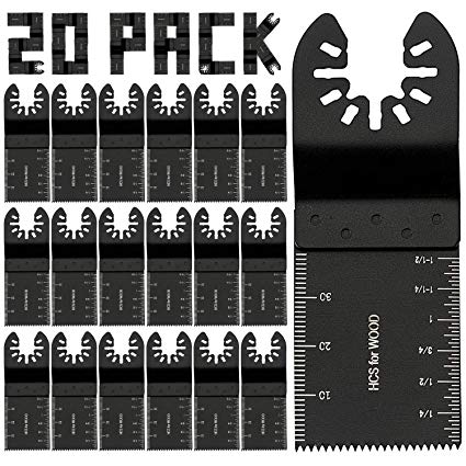 Professional Wood Universal Quick Release Oscillating Saw Blades Multitool Tool Blade For Fein Multimaster Porter Rockwell Cable Black Decker Bosch Craftsman (20 PACK)