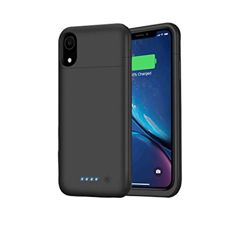 Battery Case for iPhone XR, Feob Upgraded 5500mAh Portable Charging Case Extended Battery Pack for iPhone XR Charger Case (6.1 inch)- Black