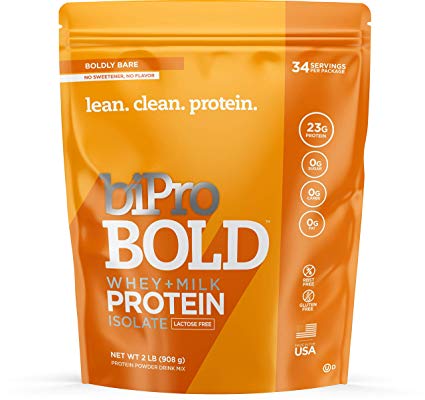 BiPro Bold Whey Protein Powder Protein Isolate   Milk Protein Isolate, Unflavored, 2 Pound
