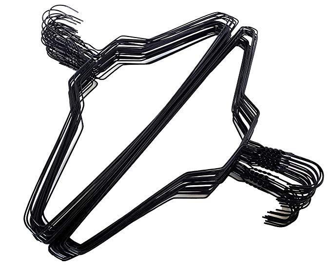 100 Black Wire Hangers 18" Standard Clothes Hangers (100, Black)
