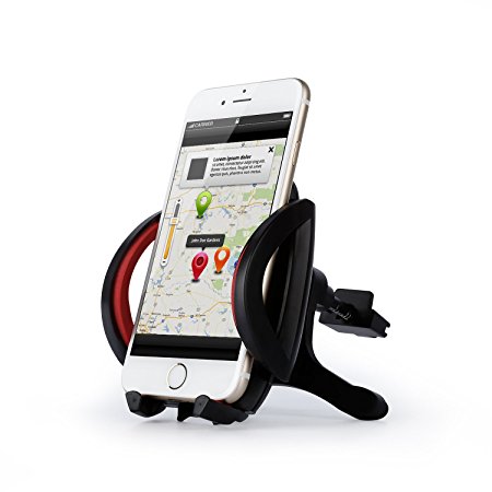 Car Phone Holder, LESHP Car Mount Air Vent Phone Holder Universal Car Cradle 360 Degrees Rotating for iPhone 6S/6s Plus/6/6 Plus/5S/5C/SE, Galaxy Note 4/3, Galaxy S5 S6/ S6 Edge/S7/S8 Edge and Other Android Smart Phone