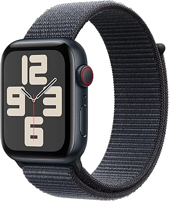 Apple Watch SE (2. Generation) GPS   Cellular 44 mm Smartwatch mit Aluminiumgehäuse in Mitternacht und Sport Loop in Tinte (One Size). Fitness und Schlaftracker, Unfallerkennung, CO₂ neutral