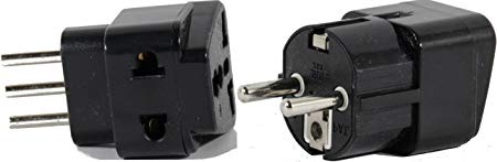 High Quality US to ITALY Travel Adapter Plug for USA/Universal to EUROPE Type E (C/F) & L AC Power Plugs Pack of 2