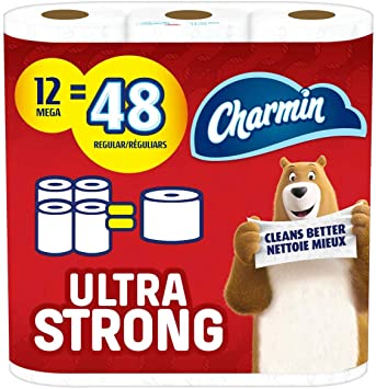 Charmin Ultra Strong Toilet Paper, 12 Mega Rolls Bathroom Tissue = 48 Regular Rolls