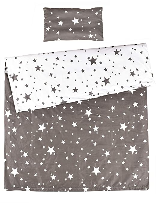 MEJU Twinkle Star 100% Cotton Duvet Cover + Pillowcase Bedding Set with Zipper Closure for Baby Toddler Boys Girls Crib Bed Decoration Gift (11)