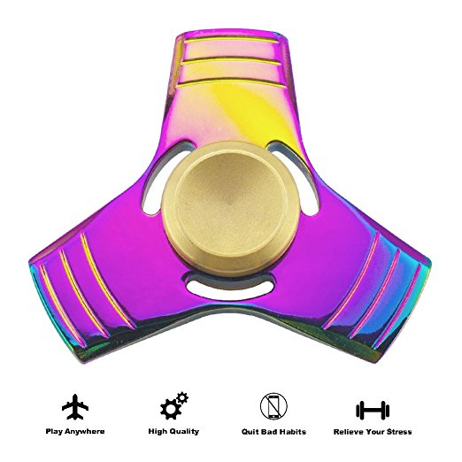 Fidget Spinners,ATIVI Metal Hand Spinner Stress Reducer High Speed Tri Fidget Finger Spinner Toy Continue to Spin about 5 Mins Perfect for ADD,ADHD,Anxiety and Autism Adults or Kids,Rainbow