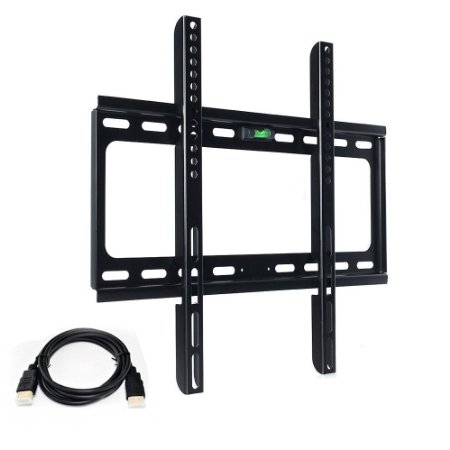 TV Wall Mount, Tecinx Fixed Slim Low Profile TV Wall Mount Bracket for Most 26-55 Inch VESA up to 400X400 mm LCD LED Plasma Flat Screen TVs Includes 6 Feet HDMI Cable