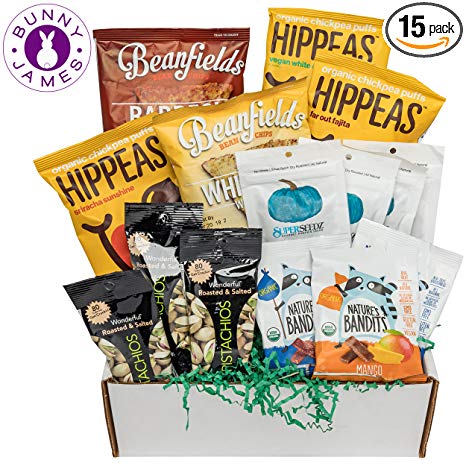 Gluten Free Vegan Chip Box: Variety of Healthy Sweet & Savory Chips – Nuts - Seeds - Fruit Stix - Healthy Care Package Holiday Gift Box