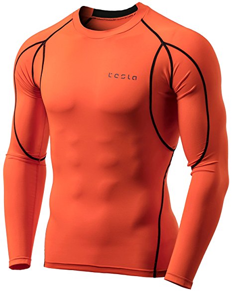 Tesla Men's Long Sleeve T-Shirt Baselayer Cool Dry Compression Top MUD11/R11/R01