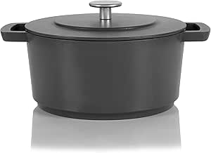 Combekk RAILWAY Recycled Enameled Cast Iron 4.25 Quart Dutch Oven, Concrete, 9.5"