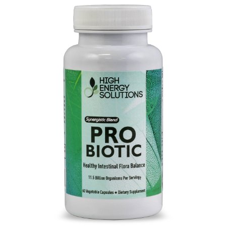 Synergistic Premium Blend PRO biotic - 115 Billion Organisms - Healthy Intestinal Daily Flora Balance - 60 Vegetable Capsules - GMP - USA 100 Guaranteed